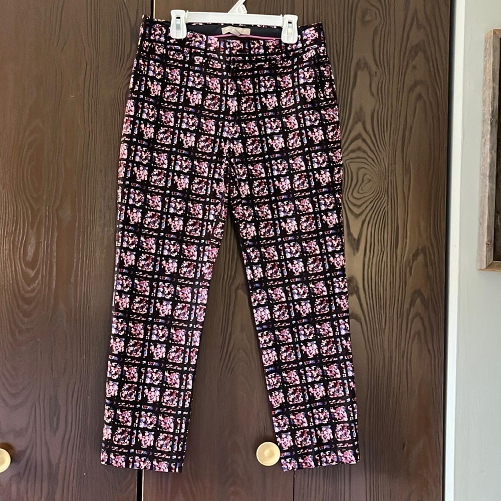Banana Republic Hampton pant. Colors are black/ blue/ red pattern. Size 2